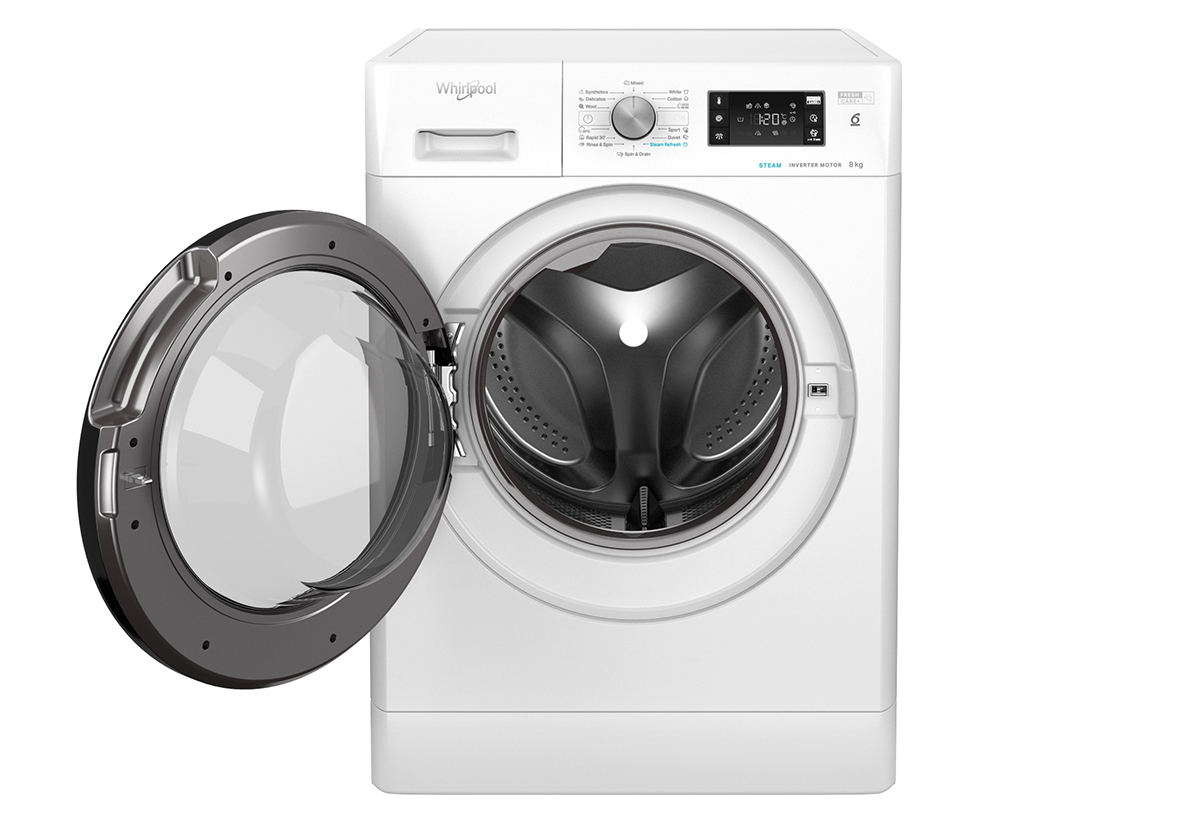 Απεικονίζεται το πλυντήριο ανοιχτό.